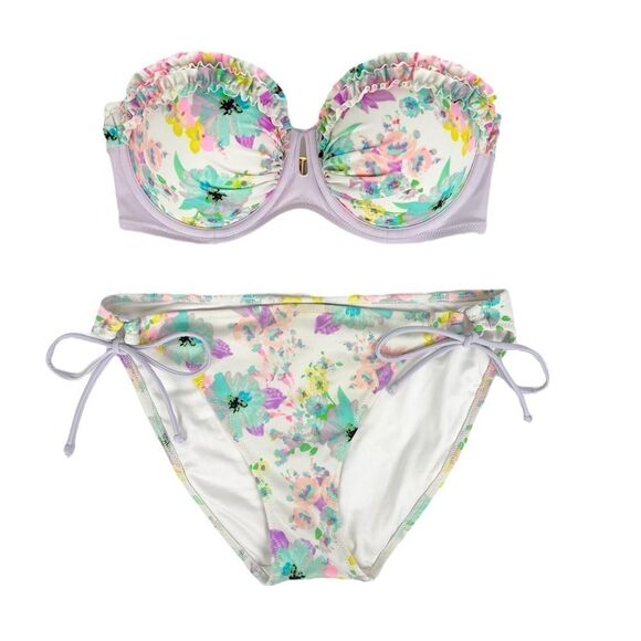 Victoria’s Secret Swim White Pastel Bikini 32D Top/M Bottom - Picture 1 of 6